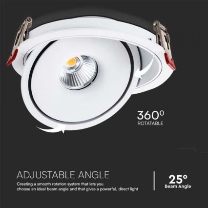 LED Einbaustrahler LED/12W/230V 3000/4000/6400K d 12 cm weiß