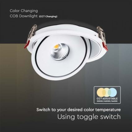 LED Einbaustrahler LED/12W/230V 3000/4000/6400K d 12 cm weiß
