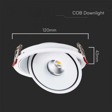 LED Einbaustrahler LED/12W/230V 3000/4000/6400K d 12 cm weiß