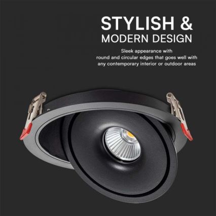 LED Faretto da incasso LED/12W/230V 3000/4000/6400K diametro 12 cm nero