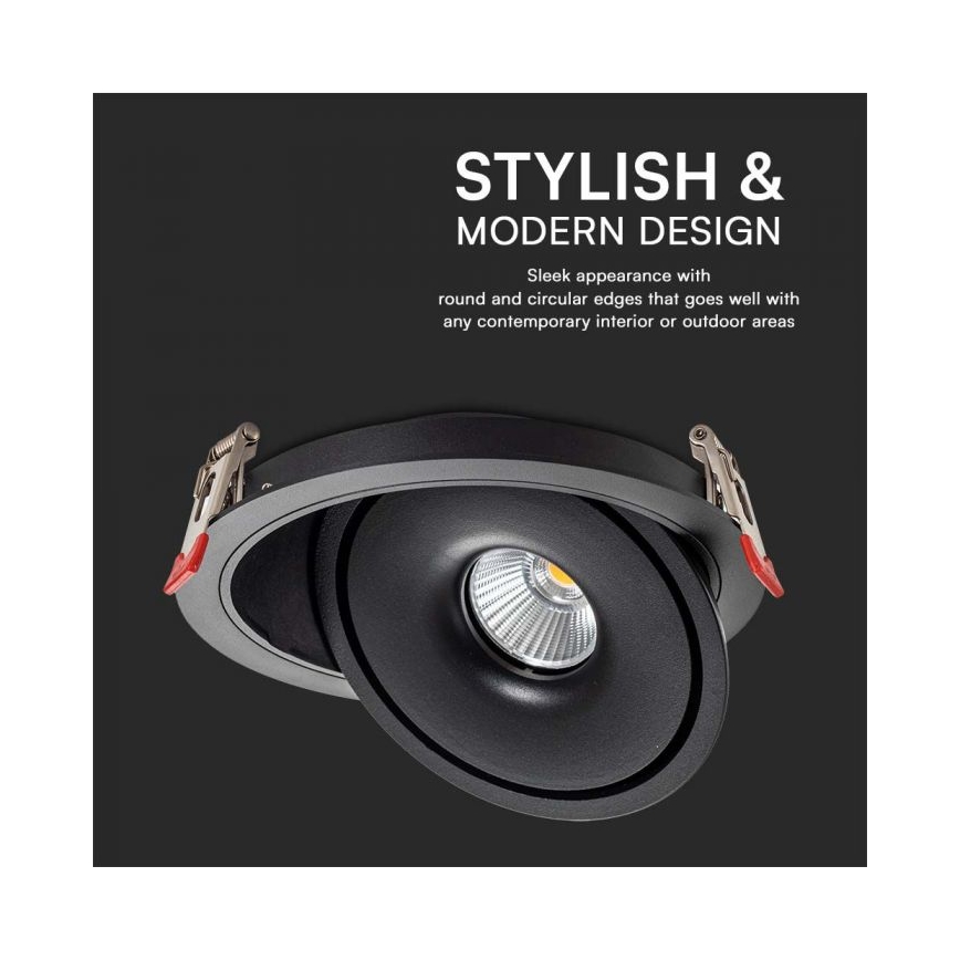LED Faretto da incasso LED/12W/230V 3000/4000/6400K diametro 12 cm nero