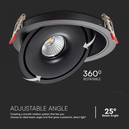 LED Faretto da incasso LED/12W/230V 3000/4000/6400K diametro 12 cm nero