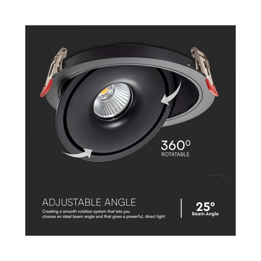 LED Faretto da incasso LED/12W/230V 3000/4000/6400K diametro 12 cm nero