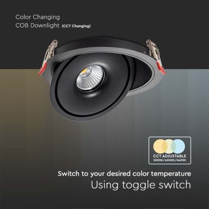 LED Faretto da incasso LED/12W/230V 3000/4000/6400K diametro 12 cm nero