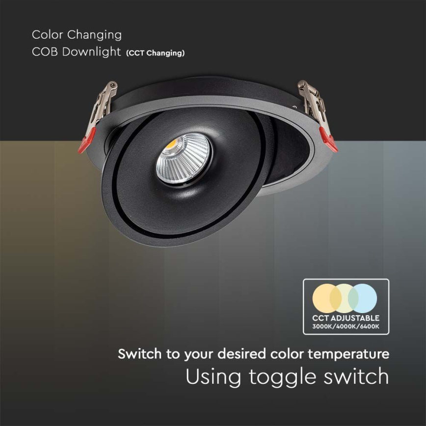 LED Faretto da incasso LED/12W/230V 3000/4000/6400K diametro 12 cm nero