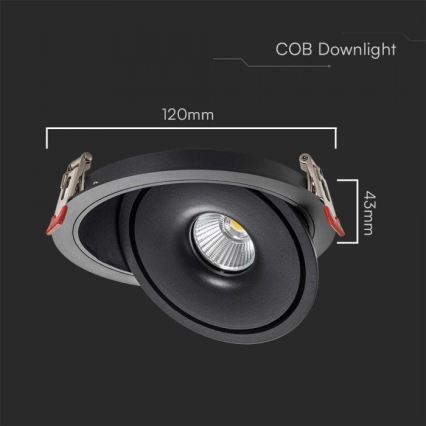 LED Faretto da incasso LED/12W/230V 3000/4000/6400K diametro 12 cm nero
