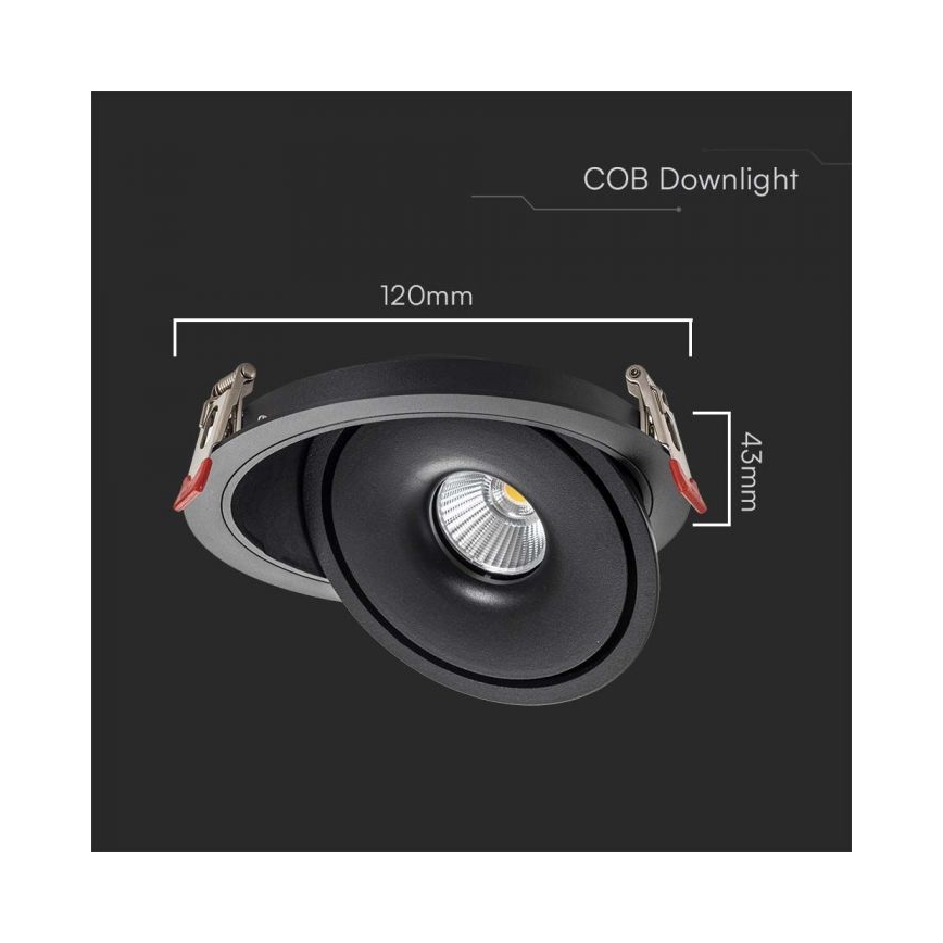 LED Faretto da incasso LED/12W/230V 3000/4000/6400K diametro 12 cm nero
