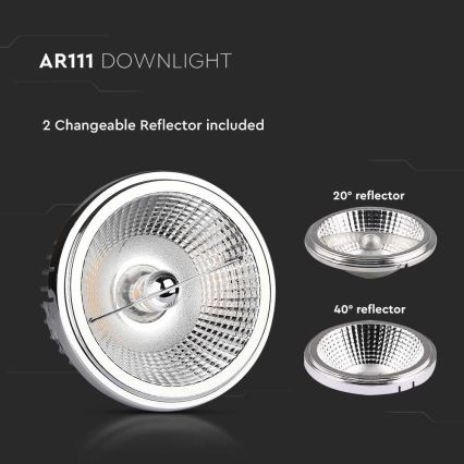 LED Faretto da incasso LED/20W/230V 4000K 40°/20° diametro 11 cm cromo lucido