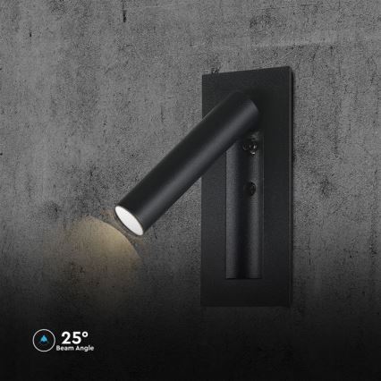 LED Faretto da parete LED/2W/230V 3000K nero