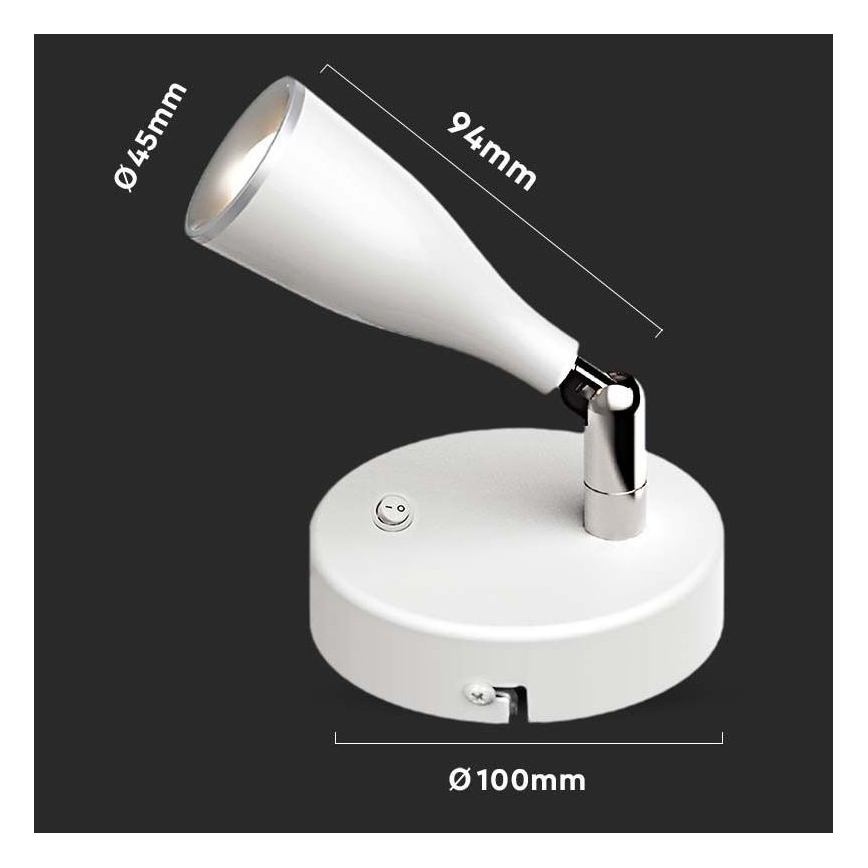 LED Faretto da parete LED/4,5W/230V 3000K bianco