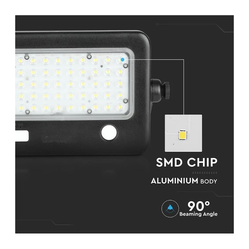 LED Faro solare dimmerabile con sensore LED/10W/3,7V 4000K IP65 7200 mAh + Porta USB