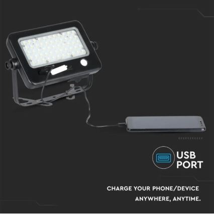 LED Faro solare dimmerabile con sensore LED/10W/3,7V 4000K IP65 7200 mAh + Porta USB