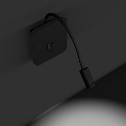 LED Flexibler Wandleuchte BASE 1xLED/8W+1xLED/2W/230V schwarz/silber