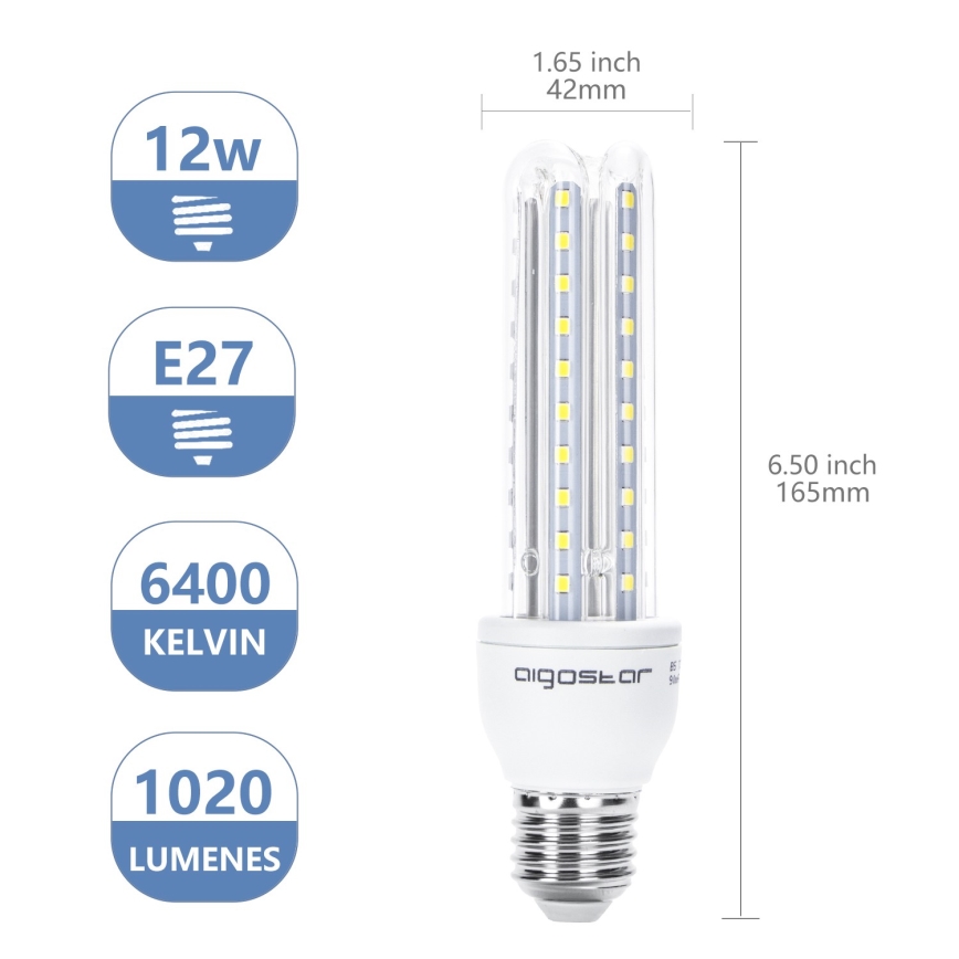LED-Glühbirne E27/12W/230V 6500K - Aigostar