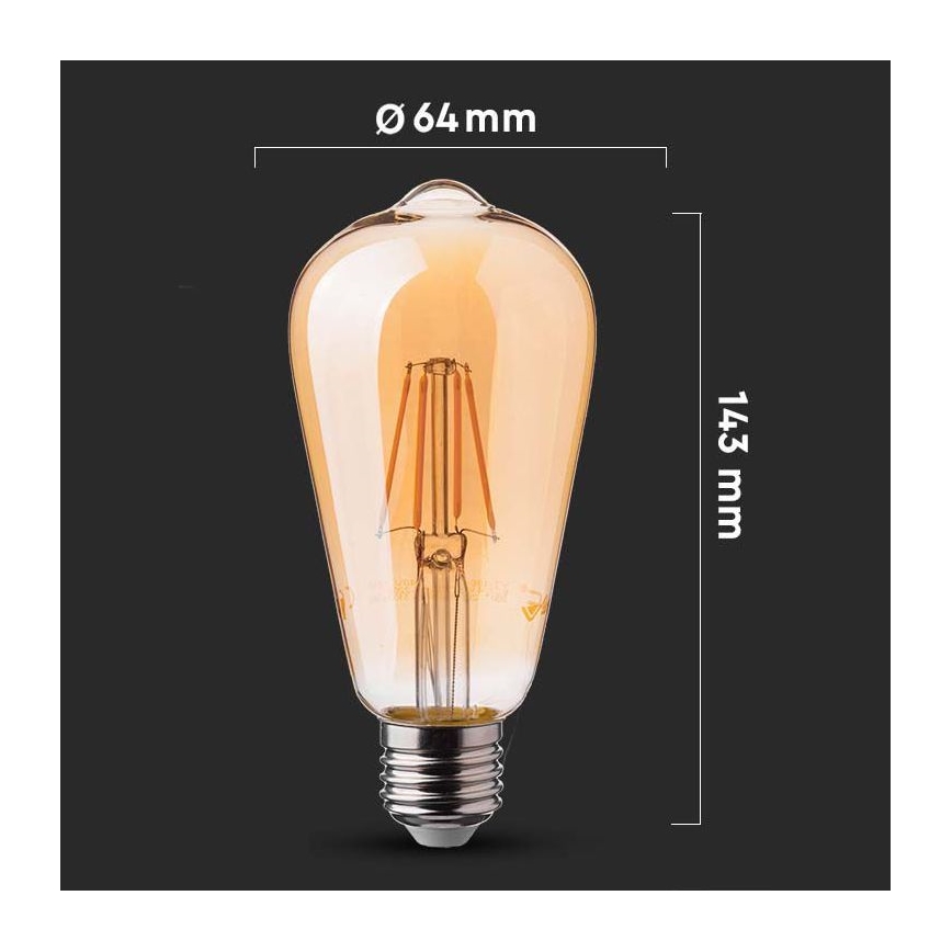 LED Glühbirne FILAMENT ST64 E27/6W/230V 2200K