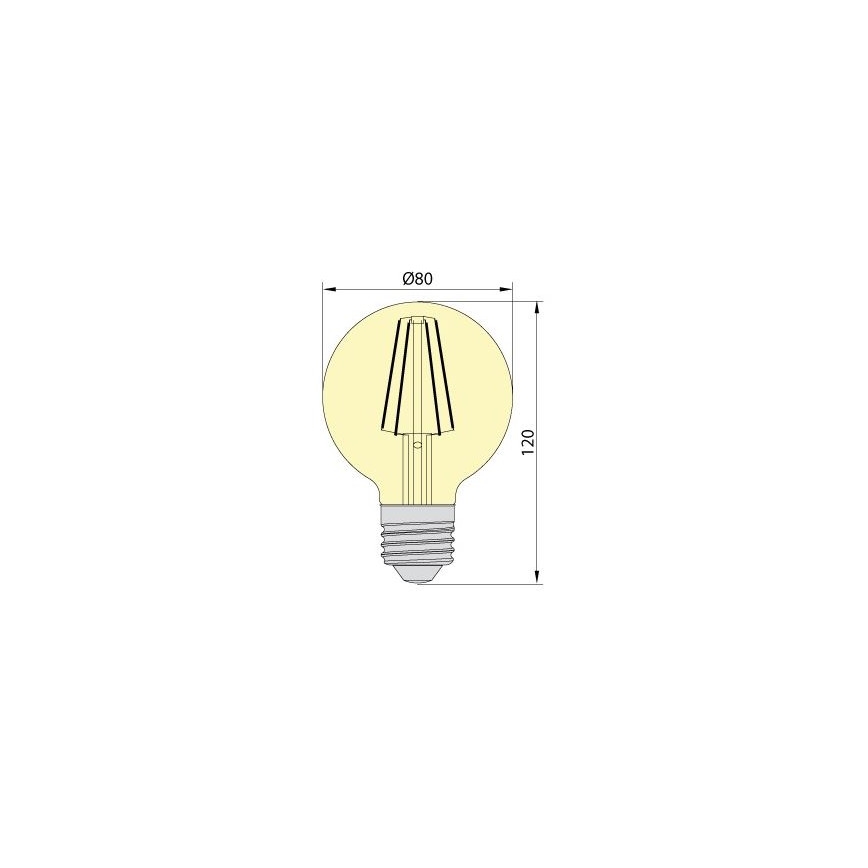 LED Glühbirne LEDSTAR AMBER G80 E27/8W/230V 2200K