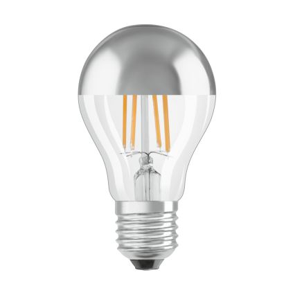 LED Glühbirne mit verspiegelter Kappe FILAMENT E27/6,5W/230V 2700K silber- Osram