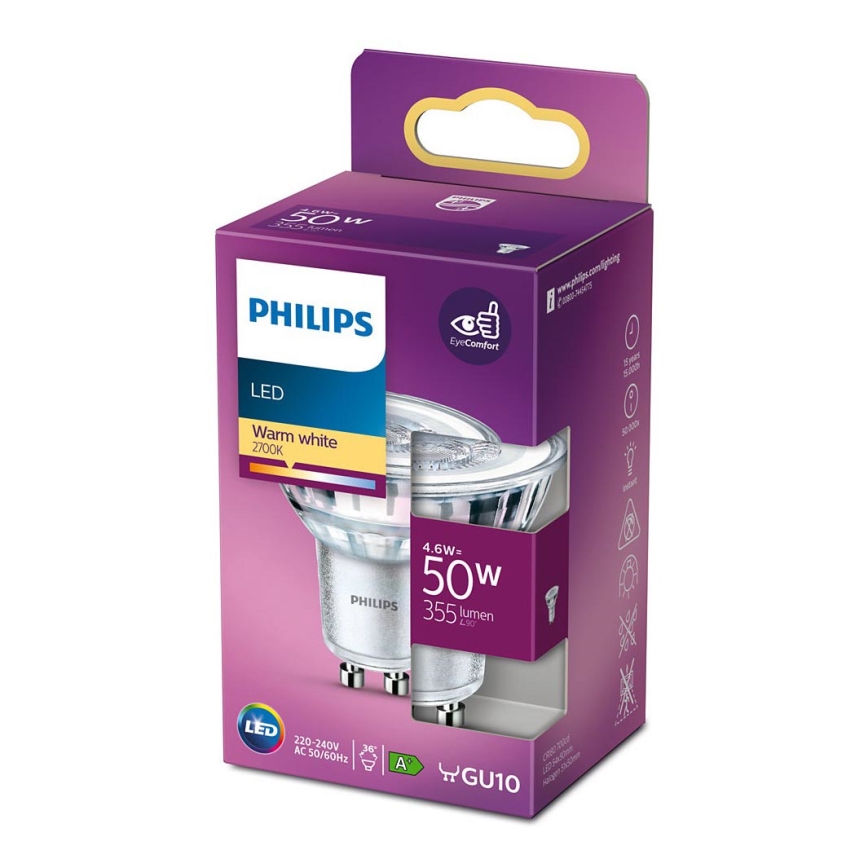 LED Glühbirne Philips GU10/4,6W/230V 2700K