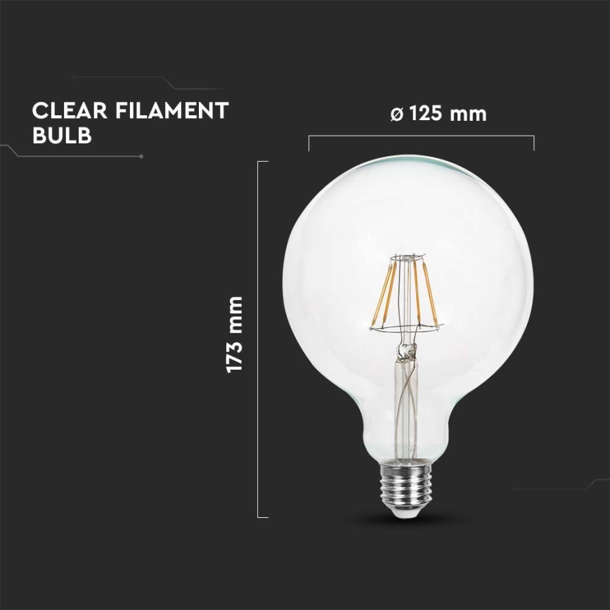 LED-Glühlampe FILAMENT G125 E27/6W/230V 3000K