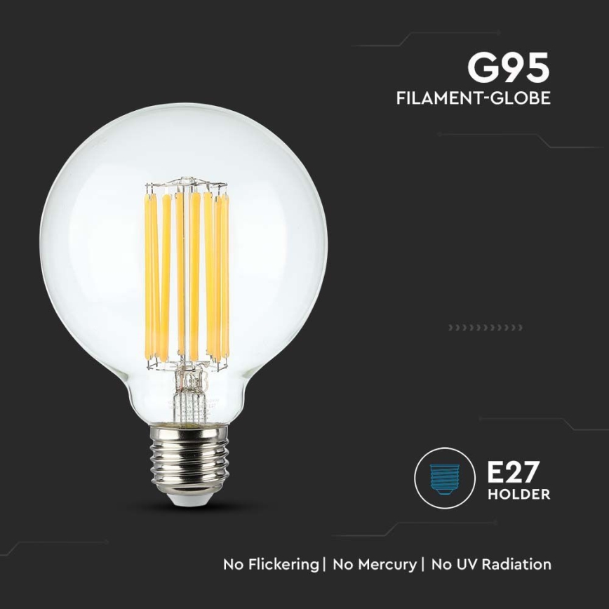 LED-Glühlampe FILAMENT G95 E27/6W/230V 3000K