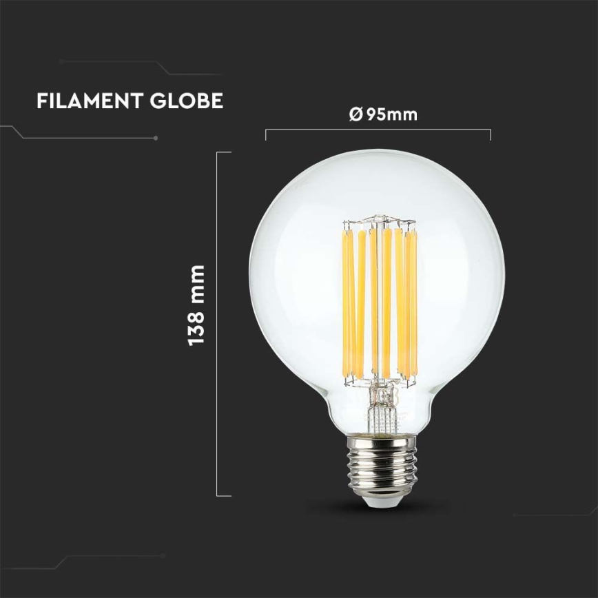 LED-Glühlampe FILAMENT G95 E27/6W/230V 3000K