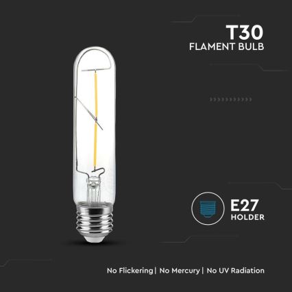 LED-Glühlampe FILAMENT T30 E27/2W/230V 3000K