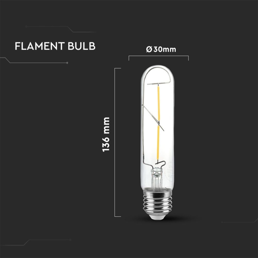 LED-Glühlampe FILAMENT T30 E27/2W/230V 3000K