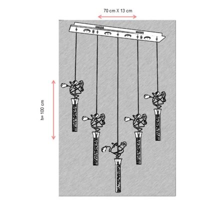 LED-Hängeleuchte an Drahtseil PIGEON 5xLED/6W/230V 6500K glänzender Chrom