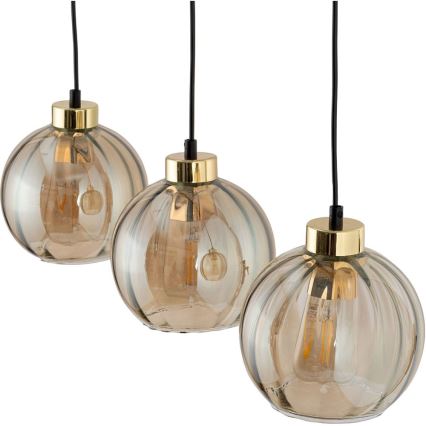 LED-Hängeleuchte an Kabel DEVI 3xE27/15W/230V schwarz/rauchbeige