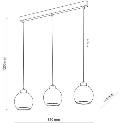 LED-Hängeleuchte an Kabel DEVI 3xE27/15W/230V schwarz/rauchbeige