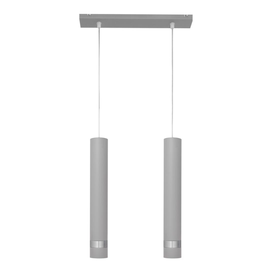 LED Hängeleuchte an Kabel TUBA 2xGU10/4,8W/230V grau/glänzender Chrom
