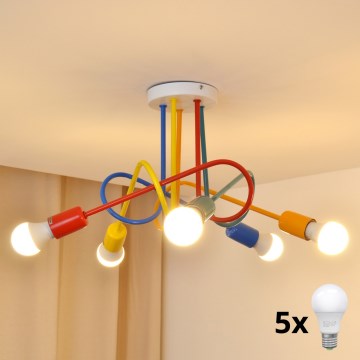 LED-Hängeleuchte an Schnur für Kinder OXFORD 5xE27/15W/230V