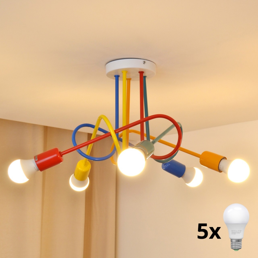LED-Hängeleuchte an Schnur für Kinder OXFORD 5xE27/15W/230V