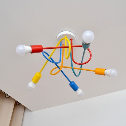 LED-Hängeleuchte an Schnur für Kinder OXFORD 5xE27/15W/230V
