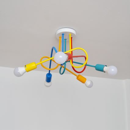 LED-Hängeleuchte an Schnur für Kinder OXFORD 5xE27/15W/230V