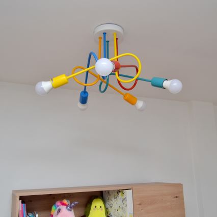 LED-Hängeleuchte an Schnur für Kinder OXFORD 5xE27/15W/230V