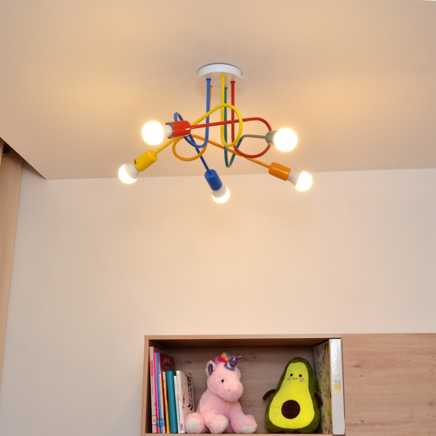 LED-Hängeleuchte an Schnur für Kinder OXFORD 5xE27/15W/230V