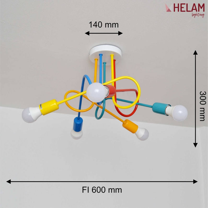 LED-Hängeleuchte an Schnur für Kinder OXFORD 5xE27/15W/230V