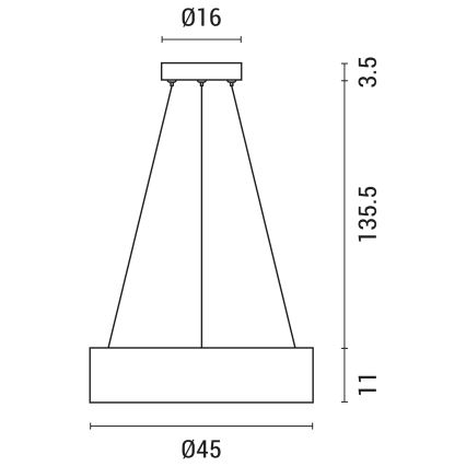 LED-Hängeleuchte an Schnur LED/30W/230V 3000K d 45 cm schwarz