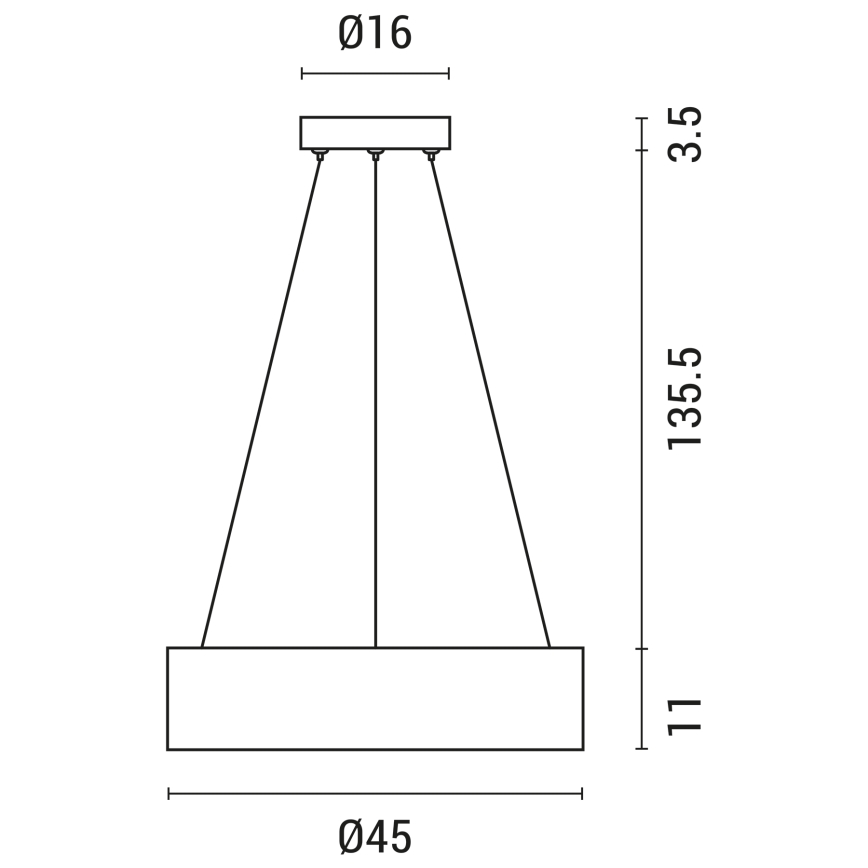 LED-Hängeleuchte an Schnur LED/30W/230V 3000K d 45 cm schwarz