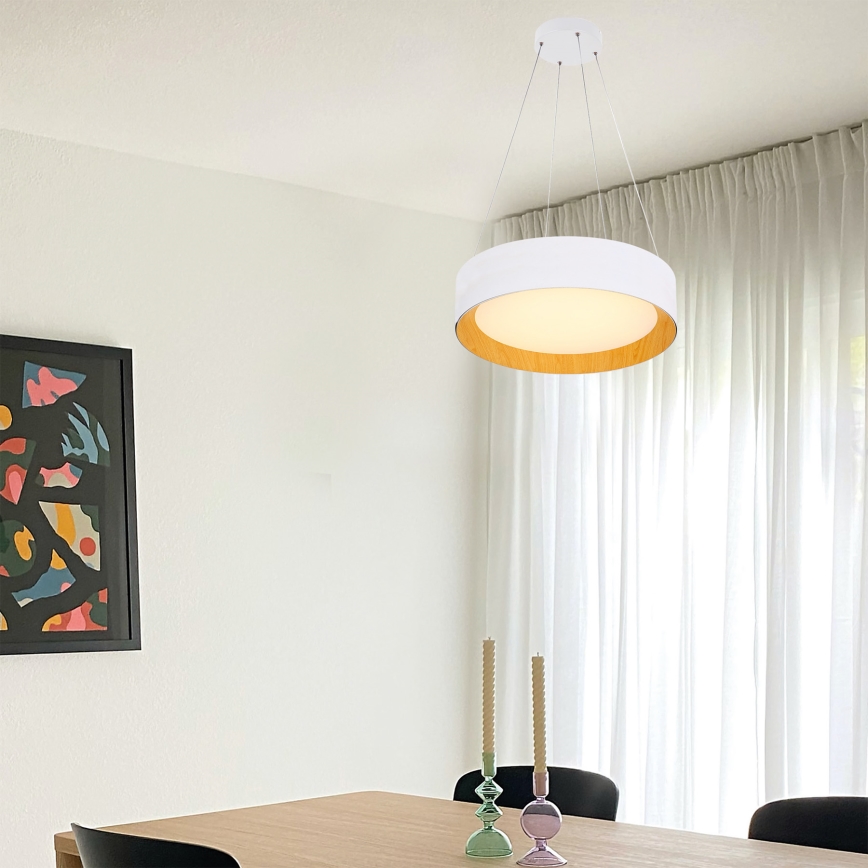 LED-Hängeleuchte an Schnur LED/30W/230V 3000K d 45 cm weiß/Eiche