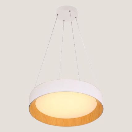LED-Hängeleuchte an Schnur LED/30W/230V 3000K d 45 cm weiß/Eiche