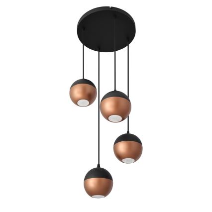 LED-Hängeleuchte an Schnur MIDWAY 4xGU10/4,8W/230V schwarz/kupfern