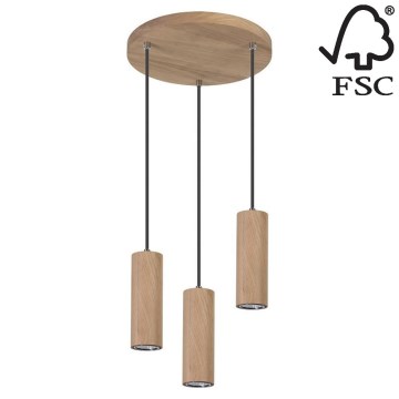 LED-Hängeleuchte an Schnur PIPE 3xGU10/5W/230V Eiche matt – FSC-zertifiziert