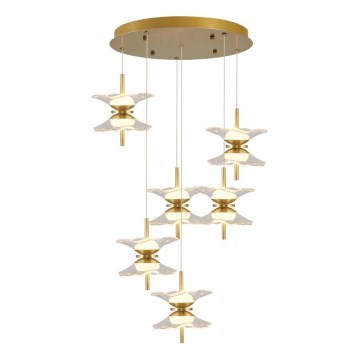 LED-Hängeleuchte BUTTERFLY mit Seilaufhängung, 12xLED/5W/230V, 3000K, gold