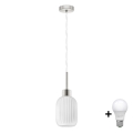 LED Hängeleuchte HARMA 1xE27/60W/230V Durchmesser 14 cm mattchrom/weiß