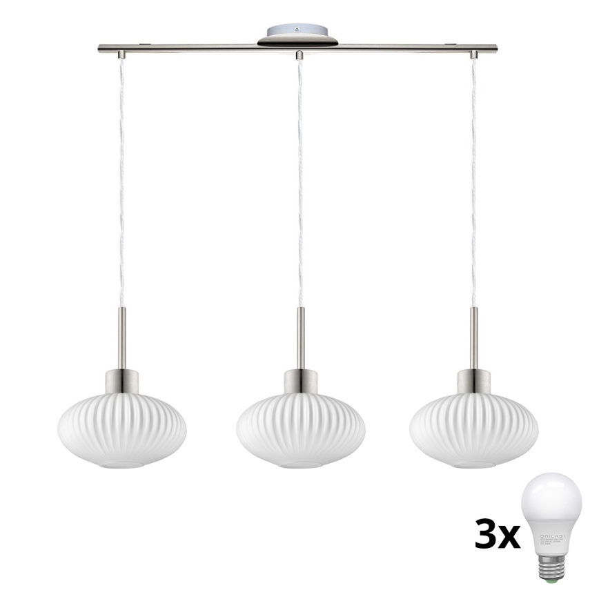 LED Hängeleuchte HARMA 3xE27/60W/230V mattschwarz/weiß