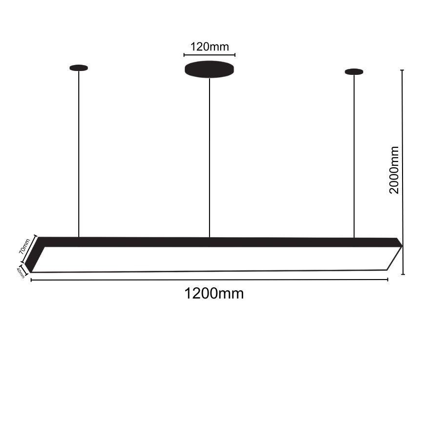 LED-Hängeleuchte LED/32W/230V 4000K d 120 cm schwarz