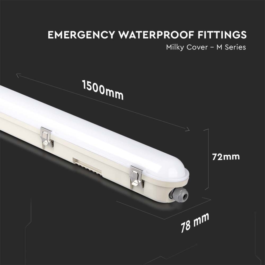 LED-Hochleistungs-Leuchtstofflampe mit Notfallmodul EMERGENCY LED/48W/230V 6500K 150cm IP65