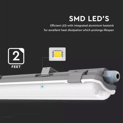 LED-Hochleistungs-Leuchtstofflampe T8 1xG13/18W/230V 4000K 120cm IP65